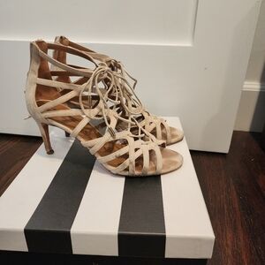 Aquazurra Lace Up Suede Heels